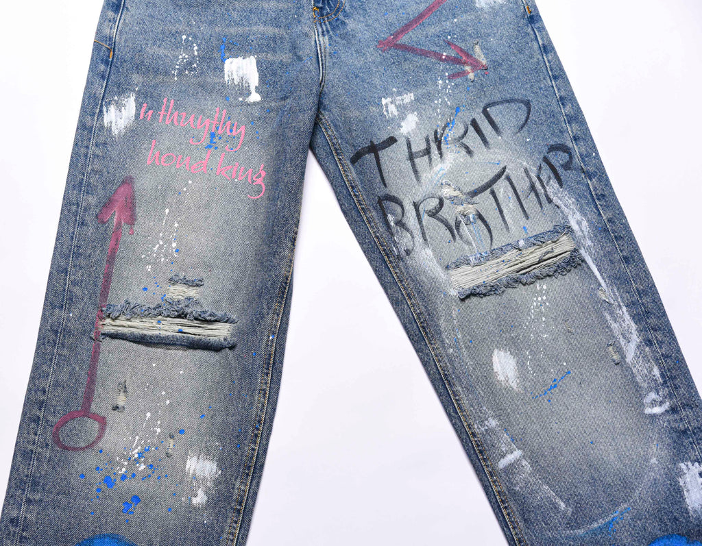 JEANS BAGGY FIT PRINTED WITH CUTTING